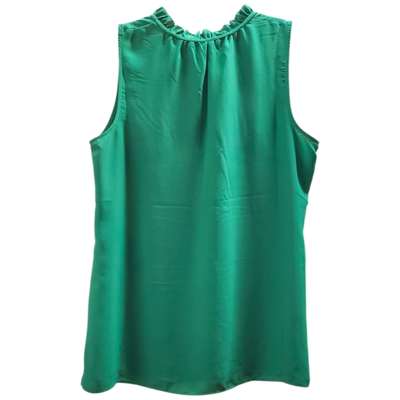 Rose & Olive- Large-EUC- Emerald Green Ruffled Sleeveless Blouse - Picture 2 of 3